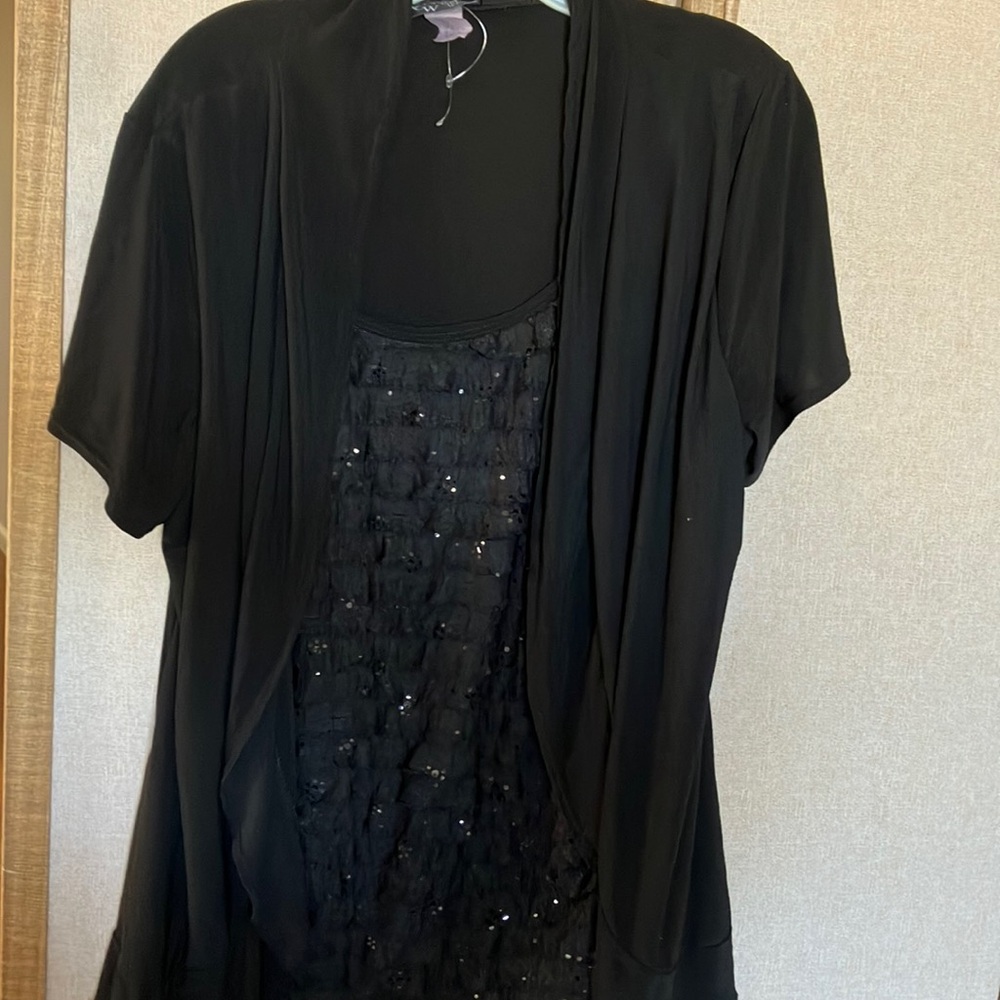 FINAL MARKDOWN American City Wear dressy Black Top one piece two piece look 2x